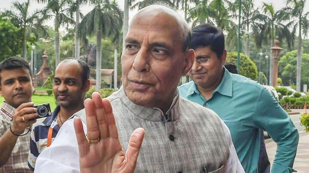 Union home minister Rajnath Singh arrives at Parliament House on the first day of the monsoon session, in New Delhi. (PTI File Photo) Union home minister Rajnath Singh arrives at Parliament House on the first day of the monsoon session, in New Delhi. (PTI File Photo)