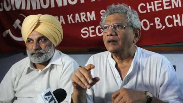 Communist Party of India (Marxist) general secretary Sitaram Yechury during a press conference at Communist Bhawan in Chandigarh, on Thursday. (HT Photo) Communist Party of India (Marxist) general secretary Sitaram Yechury during a press conference at Communist Bhawan in Chandigarh, on Thursday. (HT Photo)
