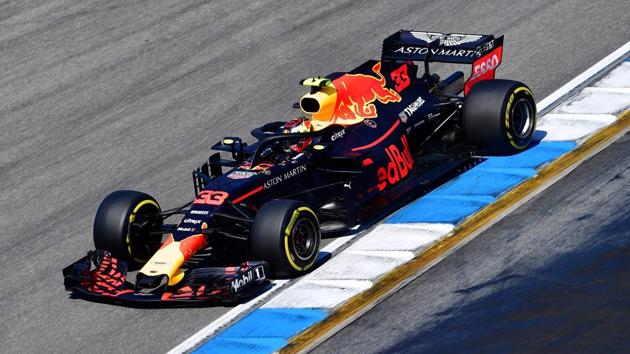 Red Bull's Dutch driver Max Verstappen steers his car during the second free practice session ahead of the German Formula One Grand Prix at the Hockenheimring racing circuit. (AFP) Red Bull's Dutch driver Max Verstappen steers his car during the second free practice session ahead of the German Formula One Grand Prix at the Hockenheimring racing circuit. (AFP)