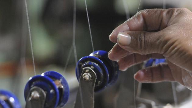 For the past twenty days, 10 odd workers, at the Solina factory, who have been brought from West Bengal, have produced some 170 kg of silk from cocoons. They have also been training around 20 local Kashmiris with the aim of slowly acquainting them with the process and indigenizing production, said the filature in-charge Ghulam Mohammad Bhat. (Waseem Andrabi / HT Photo) For the past twenty days, 10 odd workers, at the Solina factory, who have been brought from West Bengal, have produced some 170 kg of silk from cocoons. They have also been training around 20 local Kashmiris with the aim of slowly acquainting them with the process and indigenizing production, said the filature in-charge Ghulam Mohammad Bhat. (Waseem Andrabi / HT Photo)
