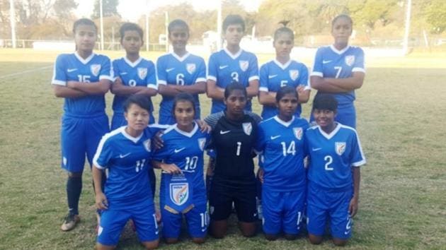 The Indian U-17 women’s national football lost 0-5 against Brazil in the BRICS U-17 Football Tournament.(AIFF)