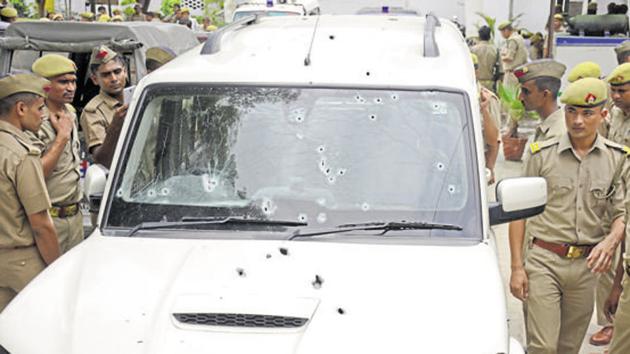 Police said more than 15 shots were fired at the SUV in which the businessman and his aides were travelling from a local court.(HT File Photo/Representative image)