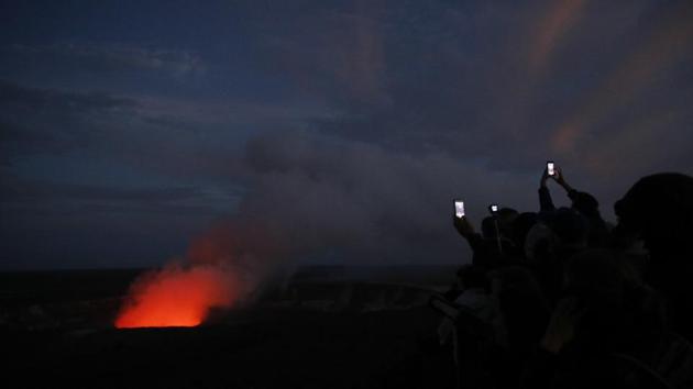 Currently, only helicopter and boat-tour passengers — paying about $250 each — are able to see the lava in person. John Tarson, owner of Epic Lava Tours, said the current restrictions are crushing him. “They’ve effectively cut my business’ legs off. And there’s nothing that can be done to save it unless they reopen the tourism industry, unless they stop criminalizing people for wanting to see lava,” Tarson said. (Jae C. Hong / AP) Currently, only helicopter and boat-tour passengers — paying about $250 each — are able to see the lava in person. John Tarson, owner of Epic Lava Tours, said the current restrictions are crushing him. “They’ve effectively cut my business’ legs off. And there’s nothing that can be done to save it unless they reopen the tourism industry, unless they stop criminalizing people for wanting to see lava,” Tarson said. (Jae C. Hong / AP)