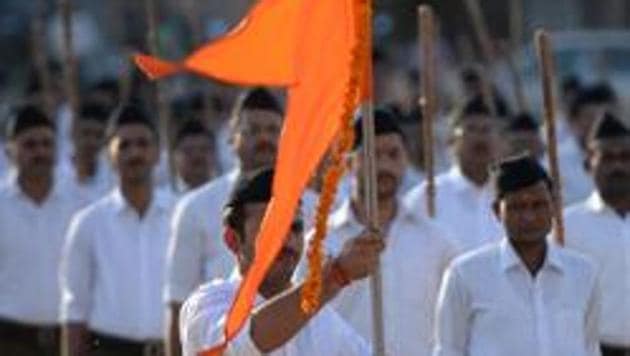 BJP state unit president Ajay Bhatt admitted that Hindutva outfits working for the social upliftment “will certainly bring the ruling party electoral dividends” in the coming general election. (AFP File) BJP state unit president Ajay Bhatt admitted that Hindutva outfits working for the social upliftment “will certainly bring the ruling party electoral dividends” in the coming general election. (AFP File)