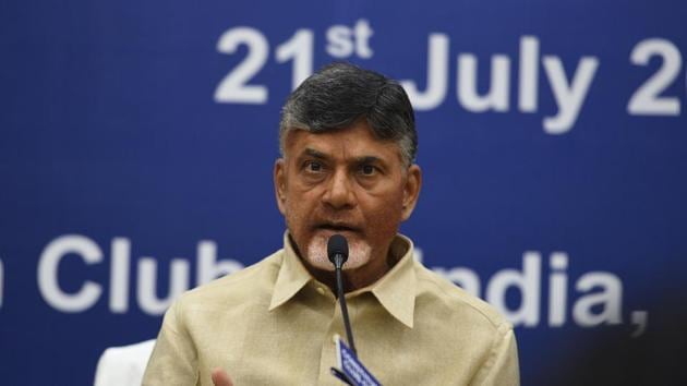 Andhra Pradesh chief minister N Chandrababu Naidu addressing a press conference at Constitutional Club in New Delhi on July 21. (Raj K Raj/HT PHOTO) Andhra Pradesh chief minister N Chandrababu Naidu addressing a press conference at Constitutional Club in New Delhi on July 21. (Raj K Raj/HT PHOTO)