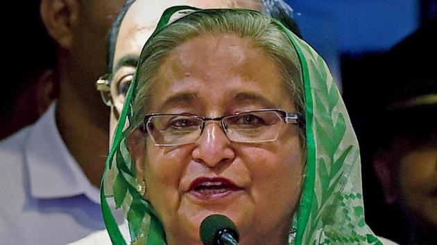 Bangladeshi Prime Minister Sheikh Hasina speaks during a visit to Netaji Bhawan in Kolkata.(PTI File Photo)