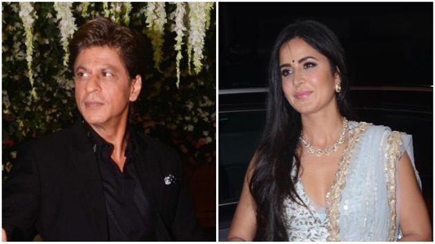 Shah Rukh Khan and Katrina Kaif at Poorna Patel’s wedding reception.(Viral Bhayani)