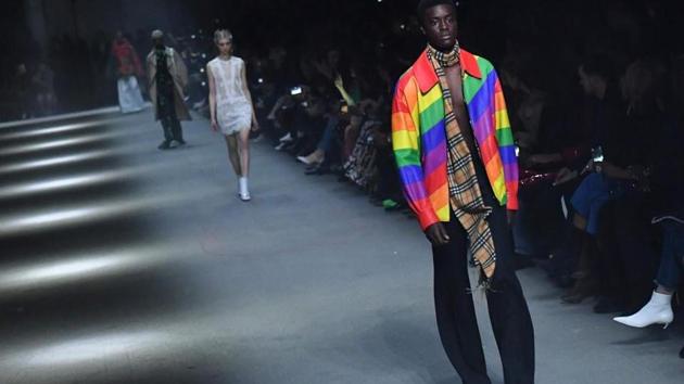 Models present creations from the Burberry collection during their catwalk show on the second day of London Fashion Week Autumn/Winter 2018 in London on February 17.(AFP File photo)