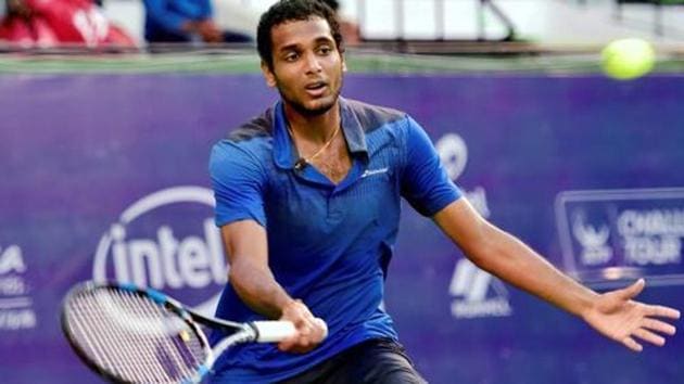 Ramkumar Ramanathan will face Steve Johnson in Hall of Fame Tennis Open final.(PTI)