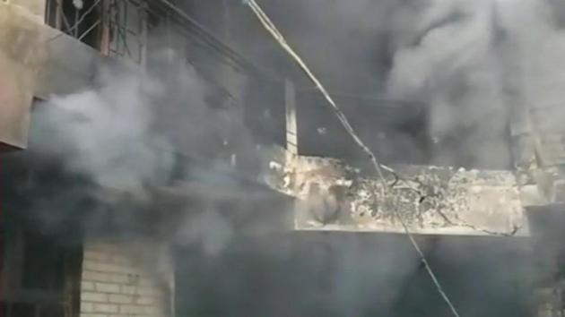 At least five members of a family, including three women, were killed after a fire broke out at a house in Himachal Pradesh’s Mandi district on Monday morning. The fire broke out when the people were asleep after a wedding party returned with the bridegroom and the bride late in the night at Ner Chowk, 123 km from Shimla, family sources said. (ANI)