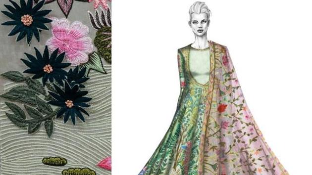 Riots of colours meet Mughal miniature paintings in designer Rahul Mishra’s latest line. Corals, greens, whites, gold and blues make their presence felt in new avatars of zardozi lehengas. (Photo courtesy: Rahul Mishra)