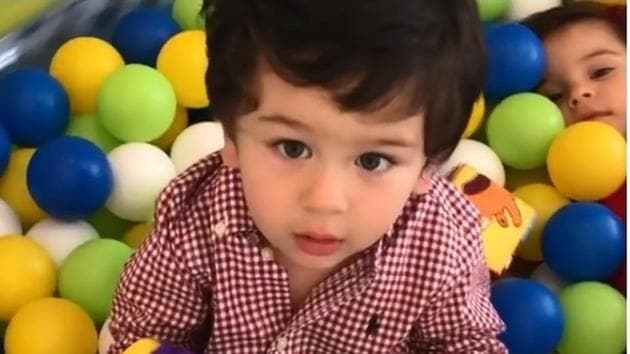 A wide-eyed Taimur Ali Khan in a pool of colourful balls will melt your heart.(Karanjohar/Instagram)