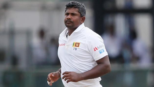 Sri Lanka's Rangana Herath celebrates after taking the wicket of South Africa's Quinton de Kock. (REUTERS) Sri Lanka's Rangana Herath celebrates after taking the wicket of South Africa's Quinton de Kock. (REUTERS)