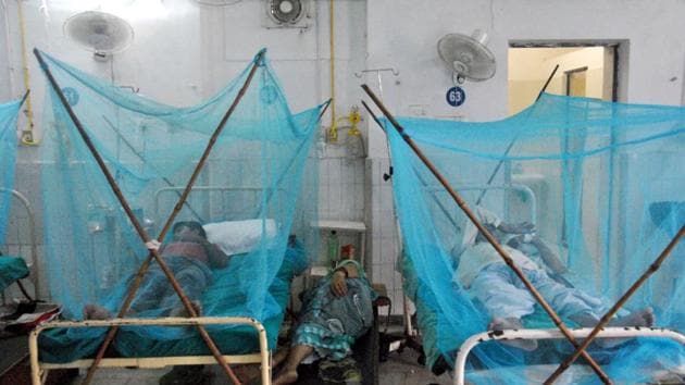 Dengue patients at Doon Medical College Hospital in Dehradun.(Vinay Santosh Kumar/HT Photo)