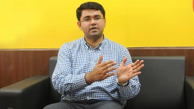 Vinay Pratap Singh, deputy commissioner of Gurugram, addresses a press conference on June 28, 2018.(Parveen Kumar/ HT File Photo)