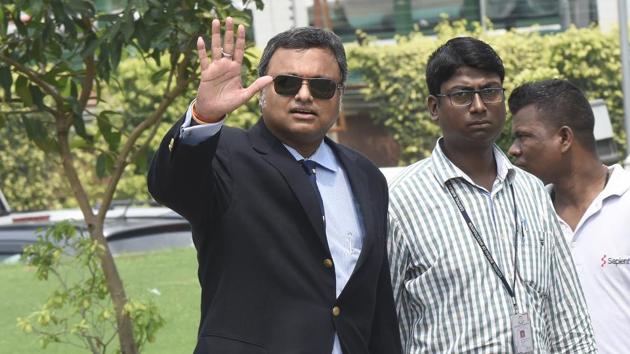 Karti Chidambaram, son of Congress leader P Chidambaram, at CBI headquarters in New Delhi. (Sonu Mehta/HT File Photo) Karti Chidambaram, son of Congress leader P Chidambaram, at CBI headquarters in New Delhi. (Sonu Mehta/HT File Photo)