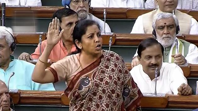 Defence Minister Nirmala Sitharaman speaks in the Lok Sabha during the Monsoon Session of Parliament, in New Delhi.(PTI File Photo)