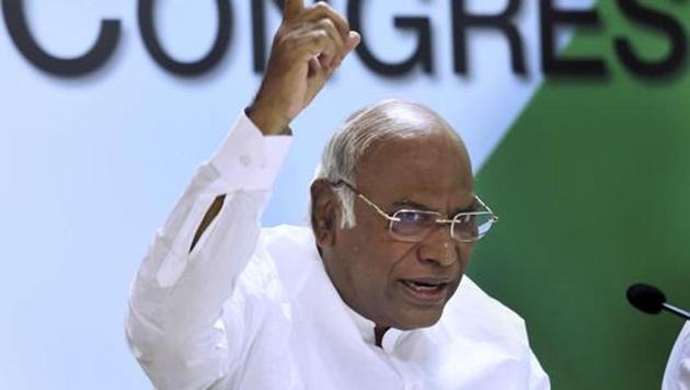 Senior Congress leader Mallikarjun Kharge addressing the media at AICC headquarters in New Delhi. (PTI File Photo) Senior Congress leader Mallikarjun Kharge addressing the media at AICC headquarters in New Delhi. (PTI File Photo)