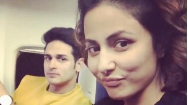 Bigg Boss’ Hina Khan and Priyank Sharma were on a flight together.