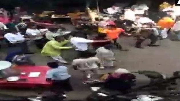 The Muslim man sustained minor injuries while the woman escaped unhurt, in Ghaziabad. (ANI Photo) The Muslim man sustained minor injuries while the woman escaped unhurt, in Ghaziabad. (ANI Photo)