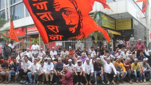 A protest by Maratha groups in Mumbai on July 22. (Bhushan Koyande) A protest by Maratha groups in Mumbai on July 22. (Bhushan Koyande)