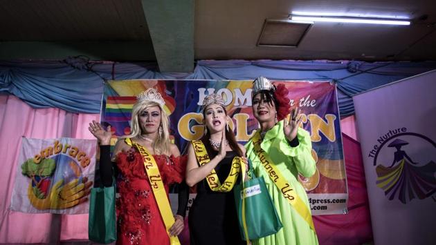 The winners of the beauty pageant wave to the crowd after being crowned. The Catholic Church, which counts a majority of the nation’s 105 million people as believers, remains a major force in Philippine society and has resisted anti-discrimination laws. (Noel Celis / AFP) The winners of the beauty pageant wave to the crowd after being crowned. The Catholic Church, which counts a majority of the nation’s 105 million people as believers, remains a major force in Philippine society and has resisted anti-discrimination laws. (Noel Celis / AFP)