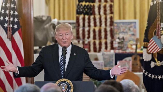 U.S. President Donald Trump speaks during a "Made in America" products showcase in the Cross Hall of the White House in Washington, D.C., U.S., on Monday, July 23, 2018. (Bloomberg) U.S. President Donald Trump speaks during a "Made in America" products showcase in the Cross Hall of the White House in Washington, D.C., U.S., on Monday, July 23, 2018. (Bloomberg)