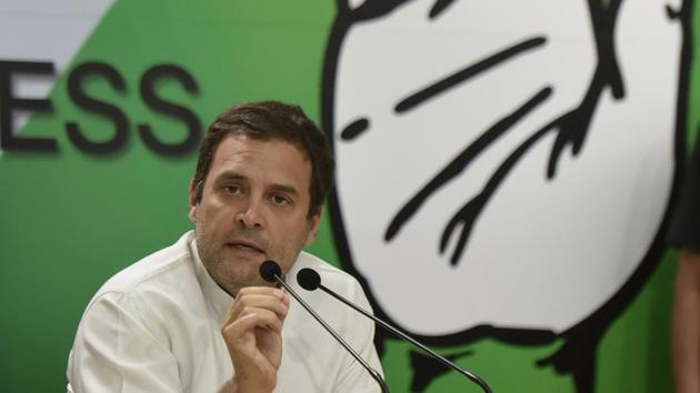 Congress president Rahul Gandhi addresses the media in New Delhi. (Vipin Kumar/HT File photo) Congress president Rahul Gandhi addresses the media in New Delhi. (Vipin Kumar/HT File photo)