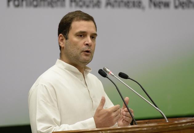 Congress president Rahul Gandhi addresses the extended Congress Working Committee meeting, at Parliament House. (HT File Photo) Congress president Rahul Gandhi addresses the extended Congress Working Committee meeting, at Parliament House. (HT File Photo)
