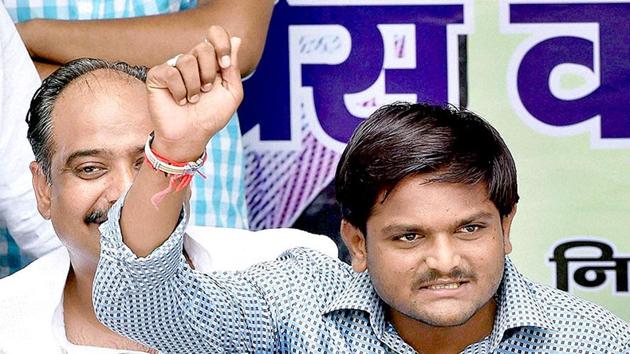 Hardik Patel, convener of Patidar Anamat Andolan Samiti (PAAS) speaks during a press conference in New Delhi.(PTI File Photo)