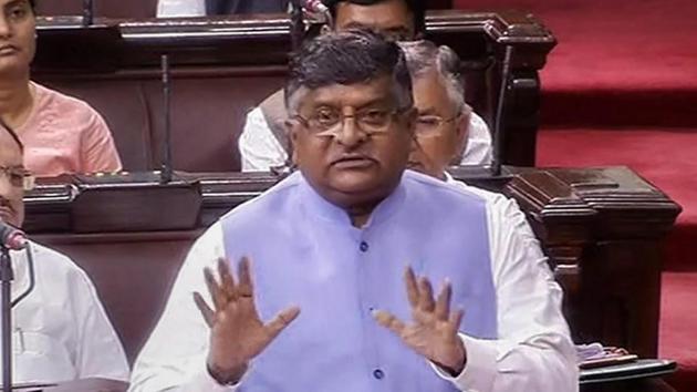 File photo of Union law minister Ravi Shankar Prasad.(PTI photo)