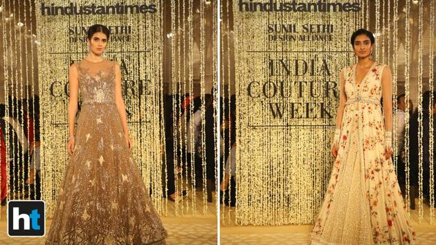 His collection included fashionable, feminine, and most importantly, beautiful bridal cocktail lehengas and concept sarees. (Raajessh Kashyap/HT Photo)