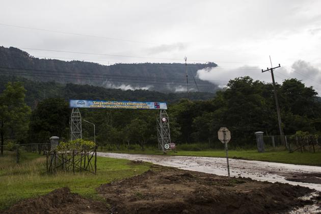 The entrance of Houay Ho Hydropower Plant is seen in Sanamxai, Attapeu province. Laos, one of Asia’s poorest countries, has ambitions to become the “battery of Asia” through the construction of multiple dams. It has finished building 11 dams, says Thai non-government group TERRA, with 11 more under construction and dozens planned. (Ye Aung Thu / AFP) 