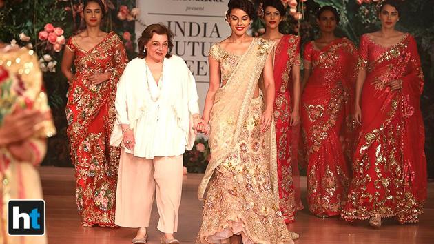 Jaikishan put a contemporary twist on traditional styles in her showcase at the India Couture Week 2018. (Raajessh Kashyap/HT Photo) Jaikishan put a contemporary twist on traditional styles in her showcase at the India Couture Week 2018. (Raajessh Kashyap/HT Photo)