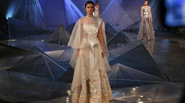 Aggarwal’s designs combined sculptural yet agile fabrications and accentuated and enhanced the female body. (Amal KS/HT Photo) 