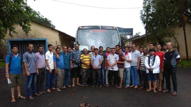 The employees of Dr Balasaheb Sawant Konkan Vidyapeeth who were on the ill-fated bus that fell off a mountain road in Maharashtra’s Raigad district. (HT Photo) The employees of Dr Balasaheb Sawant Konkan Vidyapeeth who were on the ill-fated bus that fell off a mountain road in Maharashtra’s Raigad district. (HT Photo)