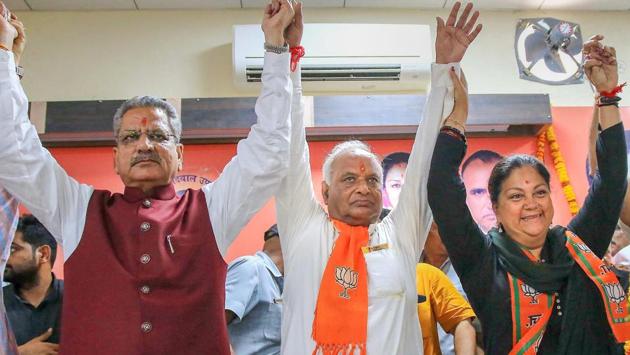 The BJP has already declared Vasundhara Raje as the chief ministerial candidate in Rajasthan, said Saini. (File/PTI) The BJP has already declared Vasundhara Raje as the chief ministerial candidate in Rajasthan, said Saini. (File/PTI)