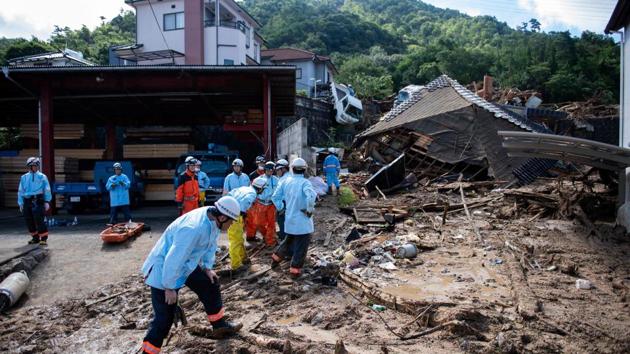 Flood hit area in Kumano. A powerful typhoon hurtled towards Japan on Saturday, with western areas recently devastated by floods and landslides in the storm’s cross-hairs. (AFP Photo) Flood hit area in Kumano. A powerful typhoon hurtled towards Japan on Saturday, with western areas recently devastated by floods and landslides in the storm’s cross-hairs. (AFP Photo)