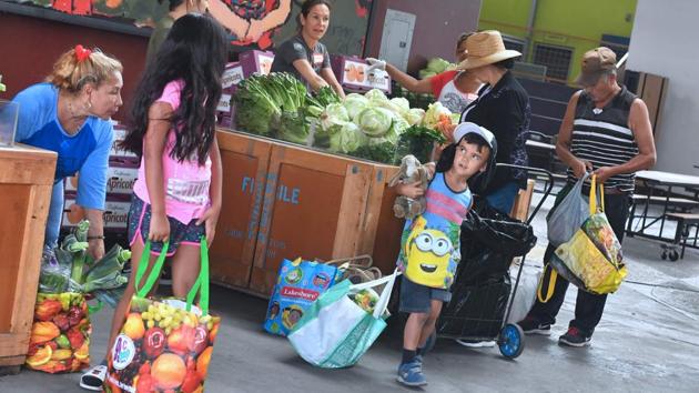 Every week the organisation collects some 353,000 pounds of surplus produce from people’s fruit trees, farmers’ markets and LA’s Wholesale Produce Market. It then donates the food to hundreds of organizations that help the needy throughout southern California. (Frederic J. Brown / AFP) Every week the organisation collects some 353,000 pounds of surplus produce from people’s fruit trees, farmers’ markets and LA’s Wholesale Produce Market. It then donates the food to hundreds of organizations that help the needy throughout southern California. (Frederic J. Brown / AFP)