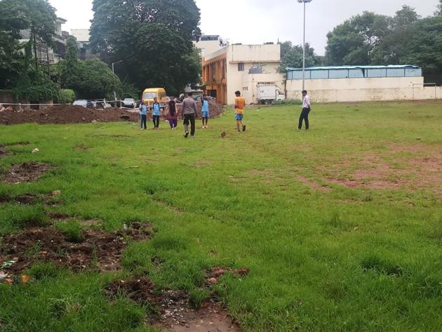 The Pune municipal corporation has also broken the jogging track that was built for the benefit of residents. (HT Photo) The Pune municipal corporation has also broken the jogging track that was built for the benefit of residents. (HT Photo)