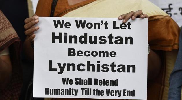Members of All India Students Association (AISA) hold placards as they protest against the mob lynchings in the country, at Parliament street, in New Delhi. (HT File Photo) Members of All India Students Association (AISA) hold placards as they protest against the mob lynchings in the country, at Parliament street, in New Delhi. (HT File Photo)