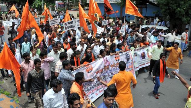 Three protesters have died in the last one week during the ongoing agitation by the Maratha community, which is seeking 16 per cent quota in government jobs and education. (HT Photo) Three protesters have died in the last one week during the ongoing agitation by the Maratha community, which is seeking 16 per cent quota in government jobs and education. (HT Photo)