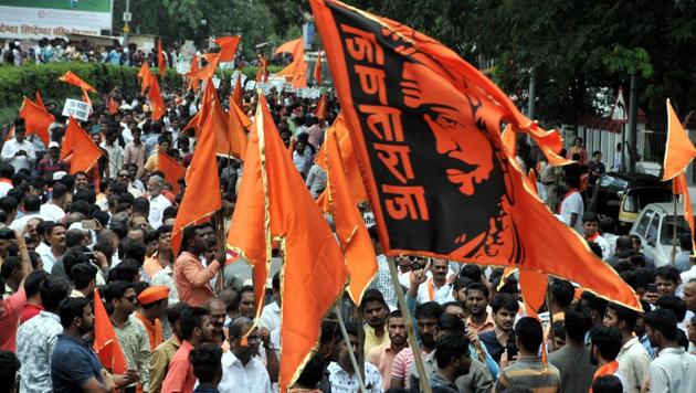 Maratha community protests on JM Road in Pune, on July 29, 2018.(HT Photo)