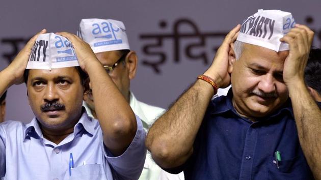 Sukhpal Khaira and his supporters are using photos of all top central and state leaders, including Kejriwal and Sisodia, in posters for the event even though these leaders have distanced themselves from it. (HT File) Sukhpal Khaira and his supporters are using photos of all top central and state leaders, including Kejriwal and Sisodia, in posters for the event even though these leaders have distanced themselves from it. (HT File)