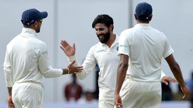 Ravindra Jadeja (C) is confident in India’s chances ahead of the first Test vs. England in Edgbaston.(AFP)