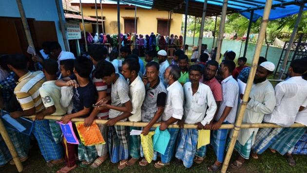Around four lakh people have been excluded from the final draft NRC list.(Reuters) Around four lakh people have been excluded from the final draft NRC list.(Reuters)