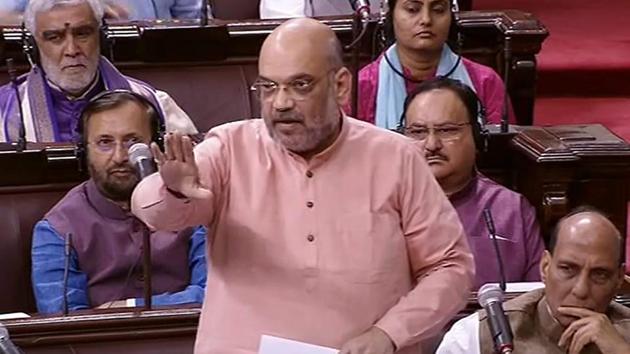BJP president Amit Shah speaks in the Rajya Sabha about Assam’s Nation Register of Citizens.(PTI) BJP president Amit Shah speaks in the Rajya Sabha about Assam’s Nation Register of Citizens.(PTI)