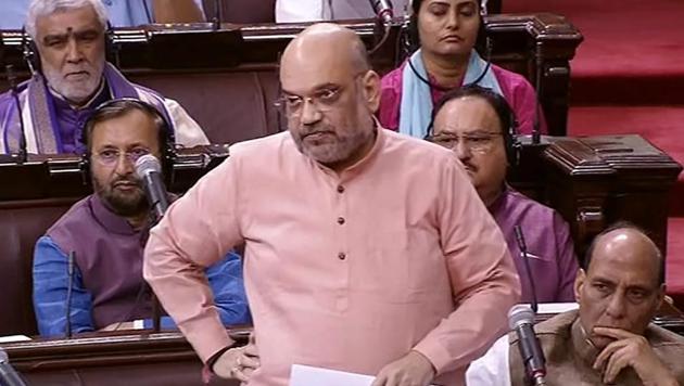 BJP president Amit Shah reacts in the Rajya Sabha during the monsoon session of Parliament, in New Delhi. (PTI Photo) BJP president Amit Shah reacts in the Rajya Sabha during the monsoon session of Parliament, in New Delhi. (PTI Photo)