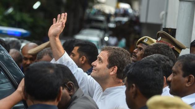 Congress President Rahul Gandhi after visiting the ailing DMK president M Karunanidhi at the Kauvery Hospital, in Chennai on Tuesday, July 31, 2018.(PTI Photo)