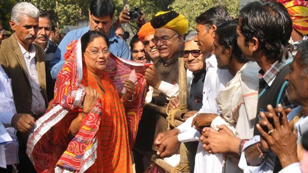 Legislators blamed chief minister Vasundhara Raje for the loss in the last three bypolls. They say Raje is neither “accessible” to them nor party workers. This prompted Raje to start her Jan Samvads (public dialogues) in the state to reach out to people.(HT File Photo) Legislators blamed chief minister Vasundhara Raje for the loss in the last three bypolls. They say Raje is neither “accessible” to them nor party workers. This prompted Raje to start her Jan Samvads (public dialogues) in the state to reach out to people.(HT File Photo)